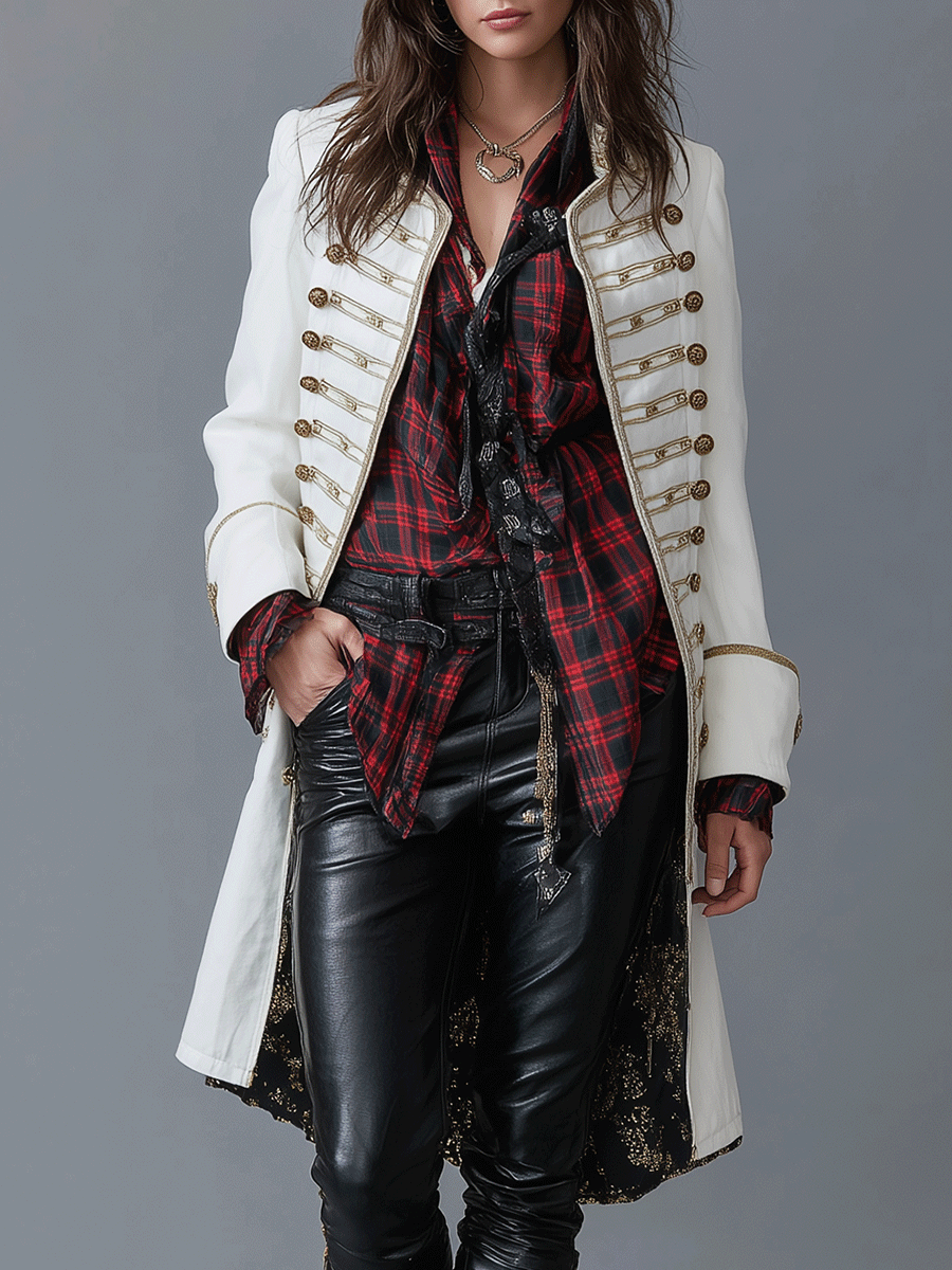 Vintage Chic White Military Double Breasted Longline Coat - Fashionpara