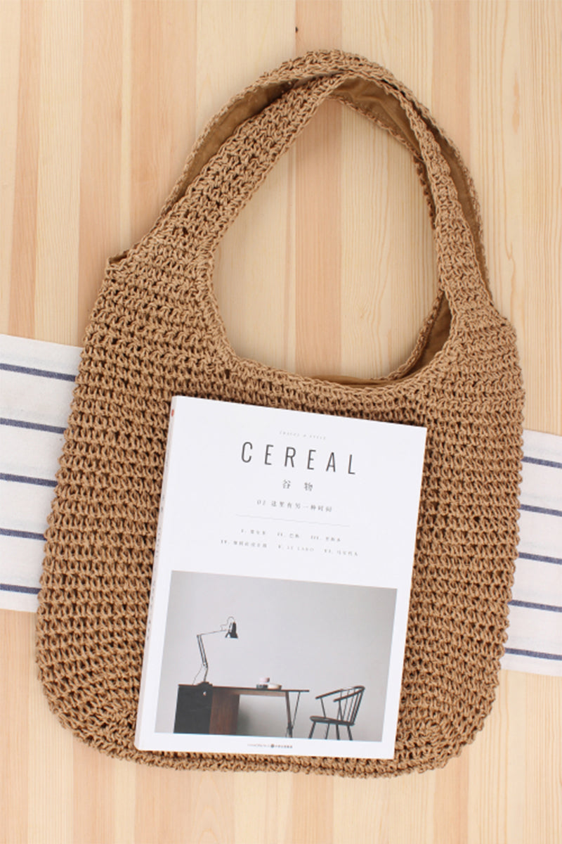 Casual Woven Straw Beach Bag with zipper - Fashionpara