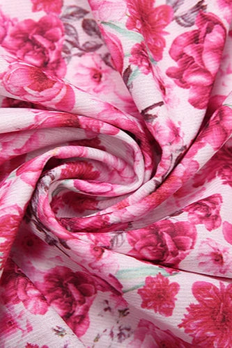 Floral Print One Shoulder Ruffle Asymmetric Midi Dress