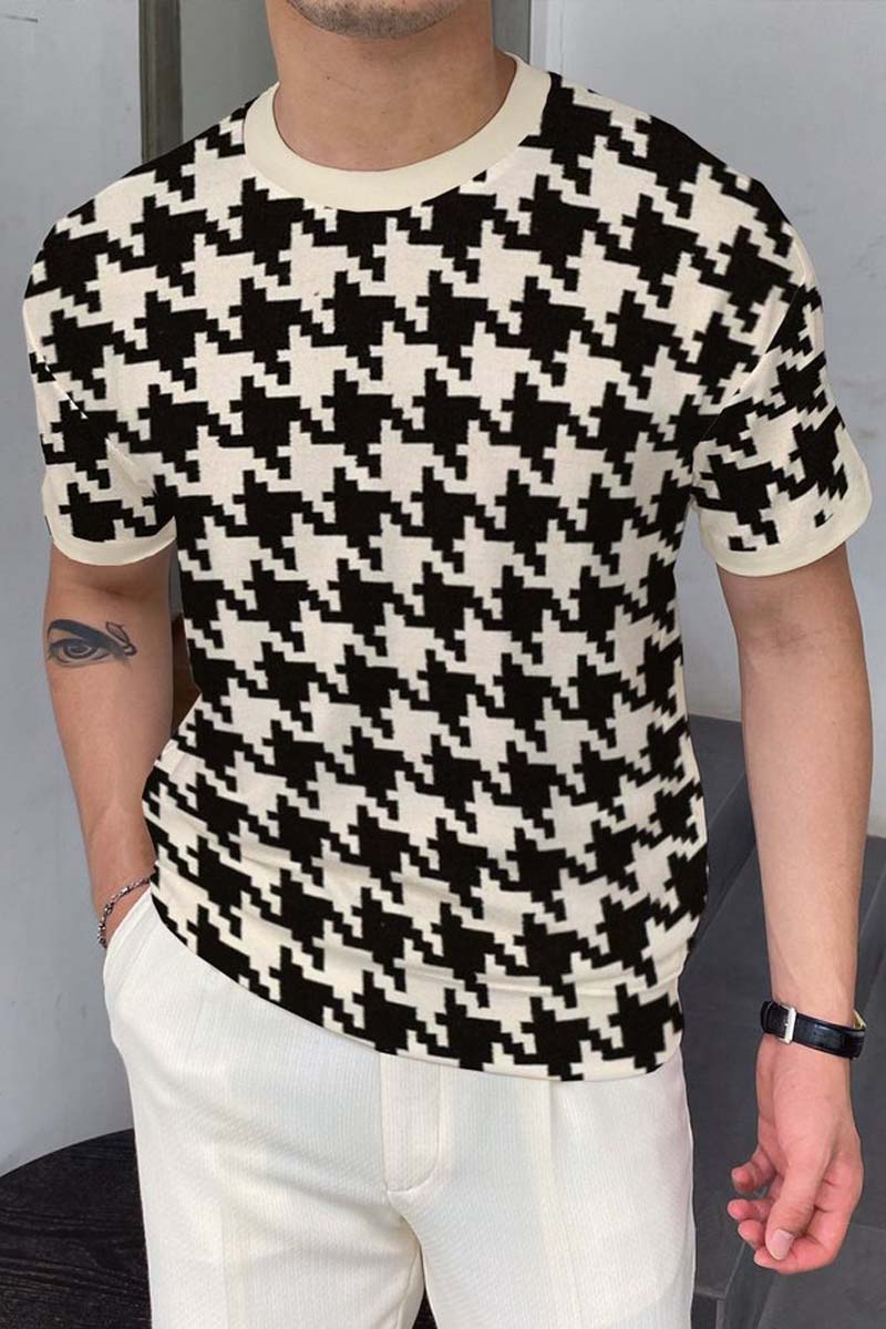 Men's Round Neck Knitted T-Shirt - Fashionpara