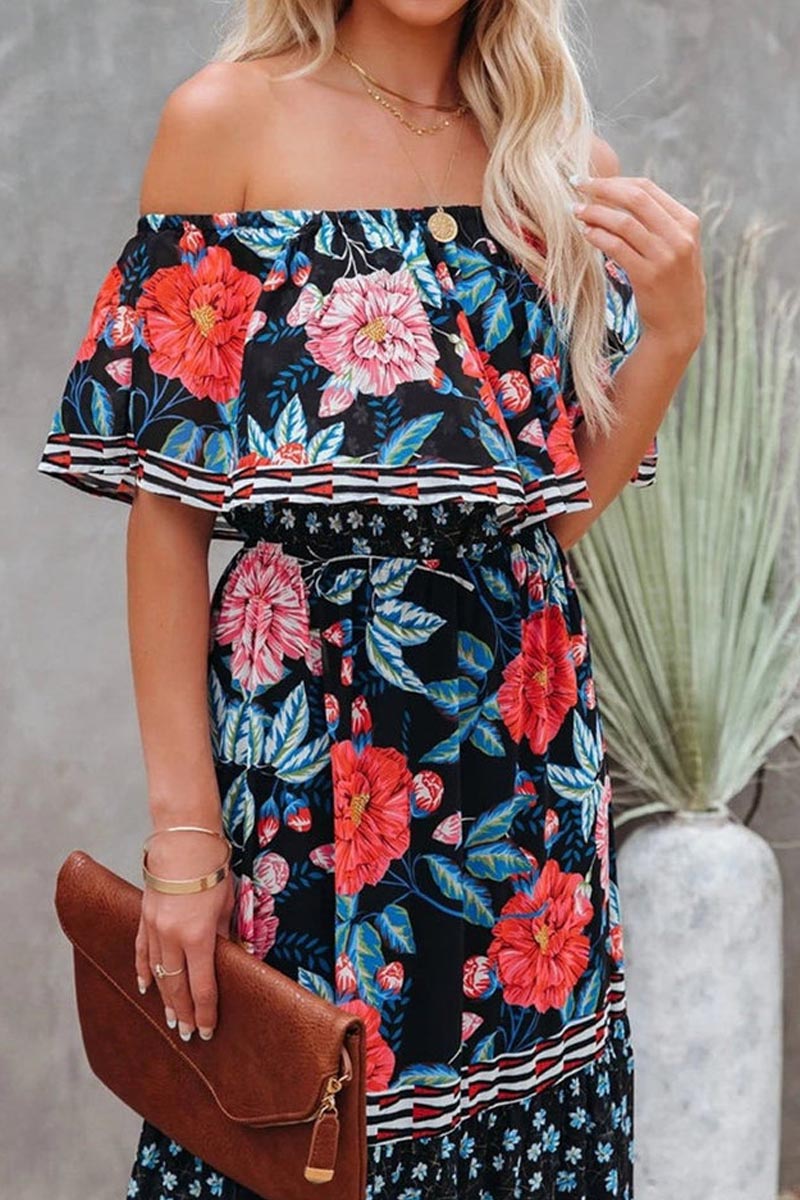 Tube Top Three-color Printed Maxi Dress 5
