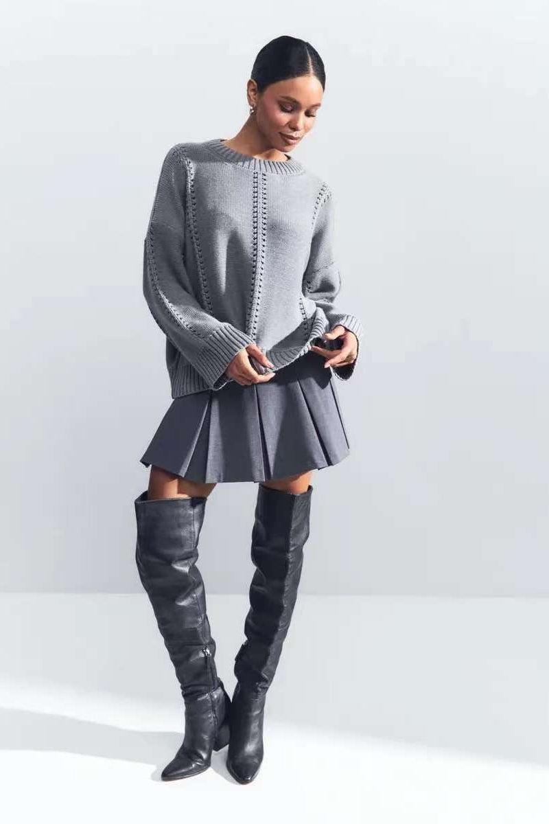 Casual Lace Knit Pullover Sweater