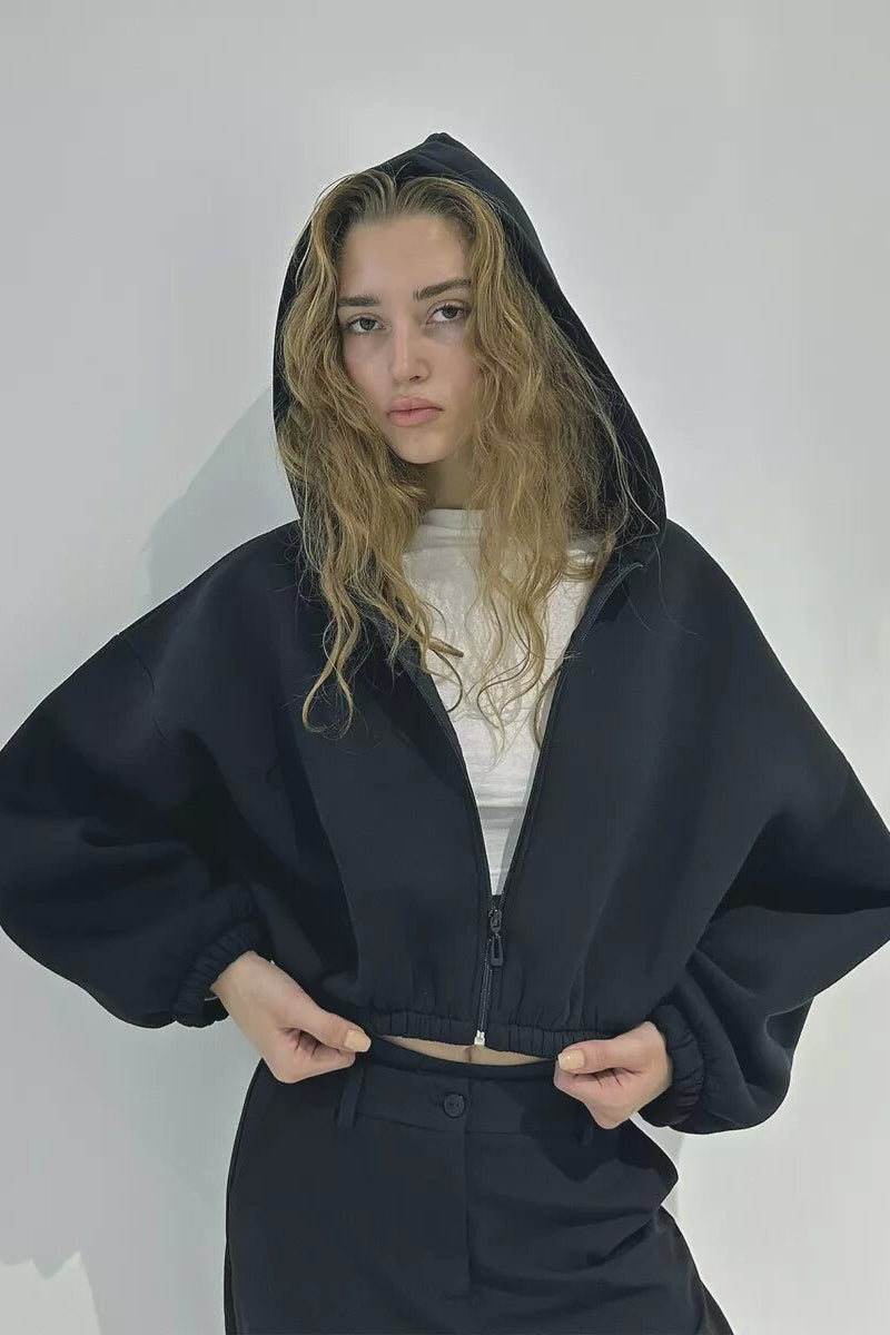 Elegant Hooded Short Coat for Casual Chic Style