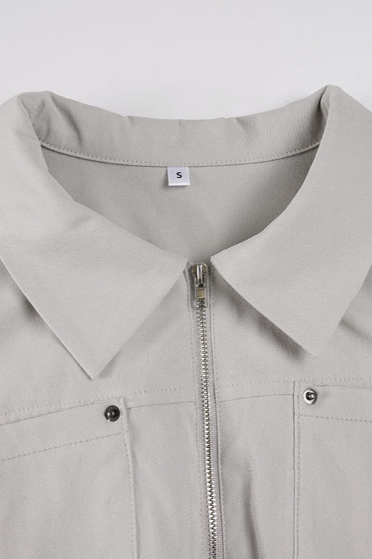 Zip Up Solid Color Utility Jacket 14