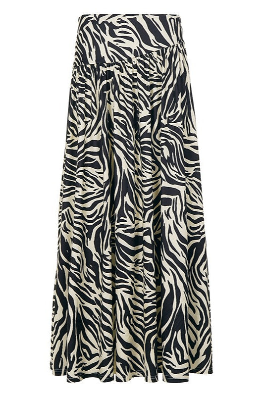 Zebra Print Loose A-Line Maxi Skirt