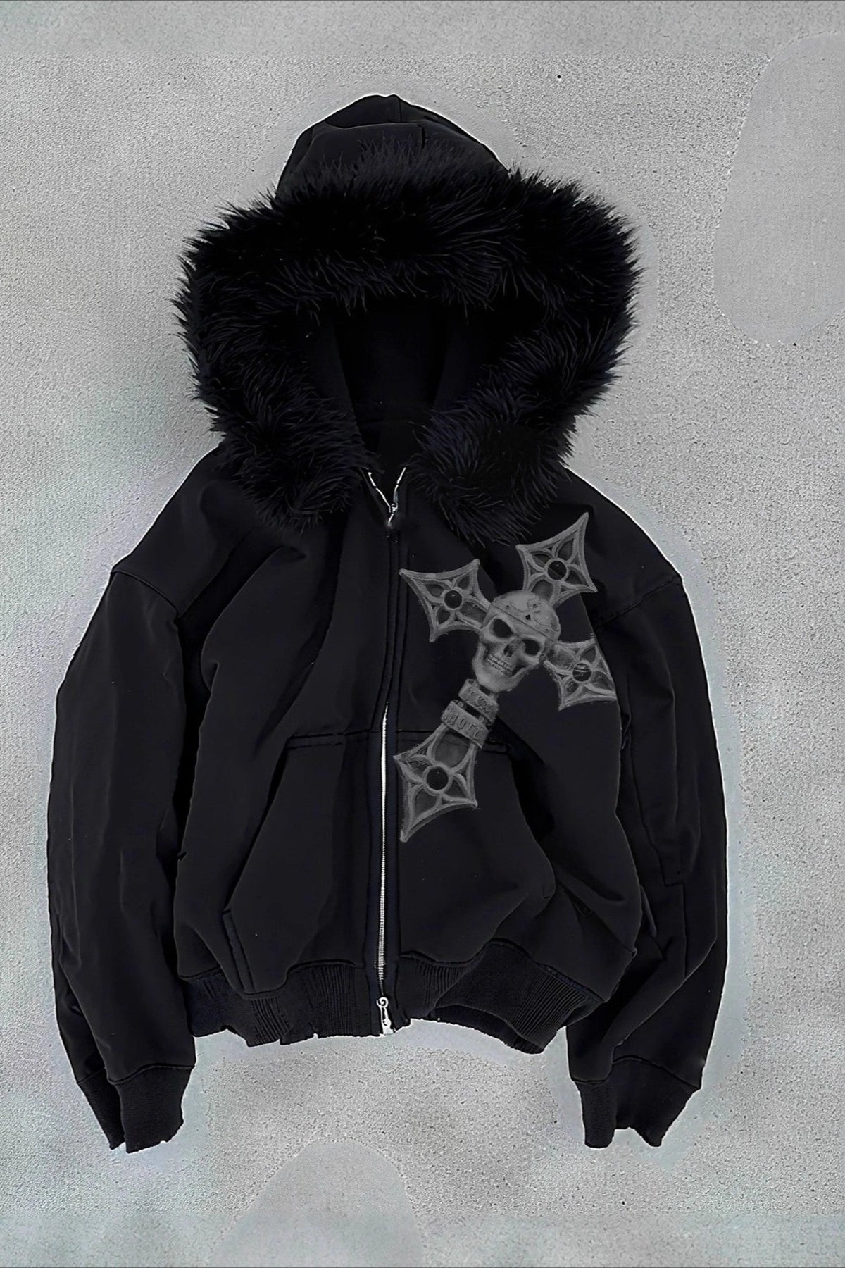 Faux Fur Collar Zip Hoodie