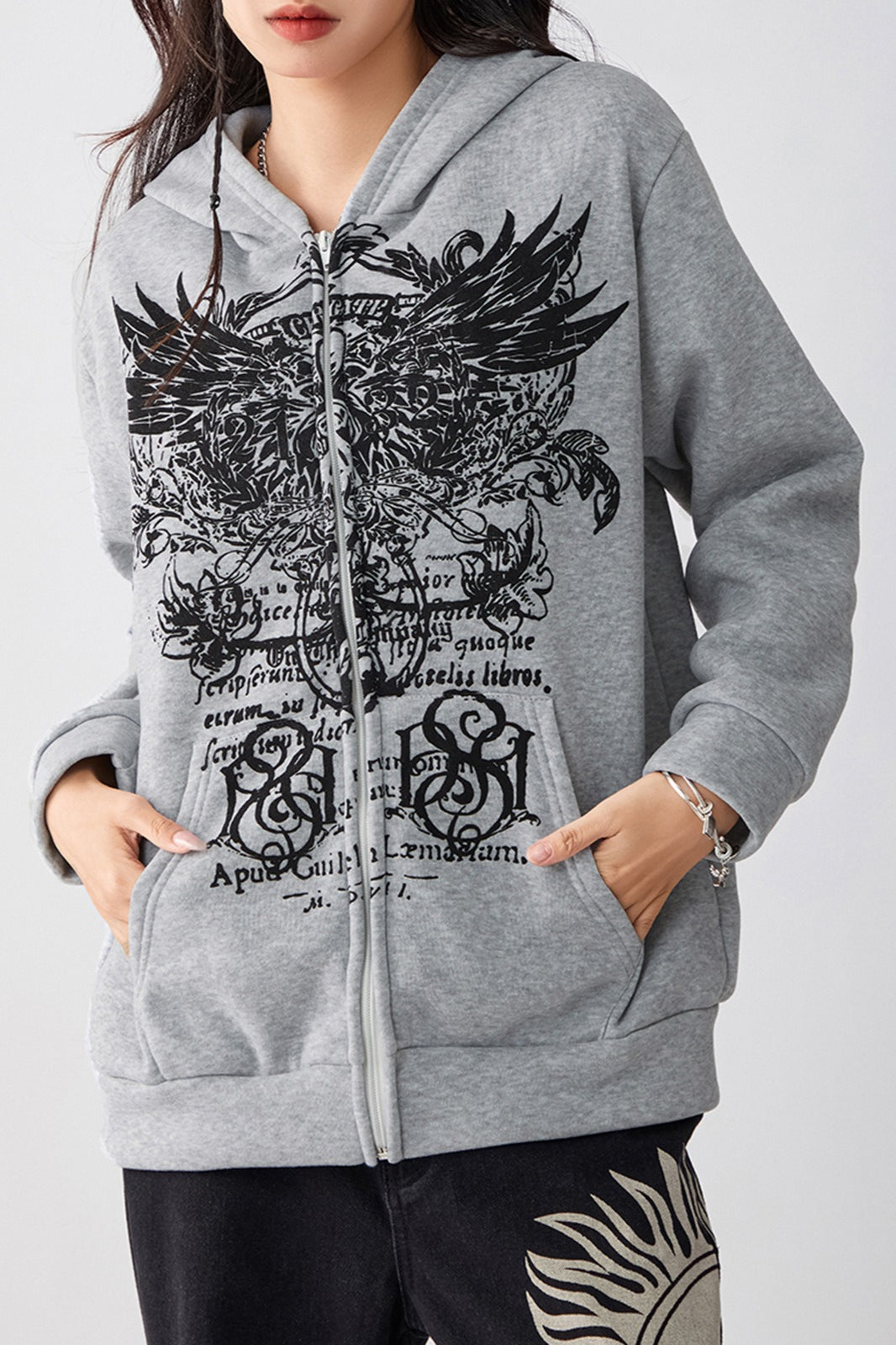 Loose Graphic Zip Hoodie
