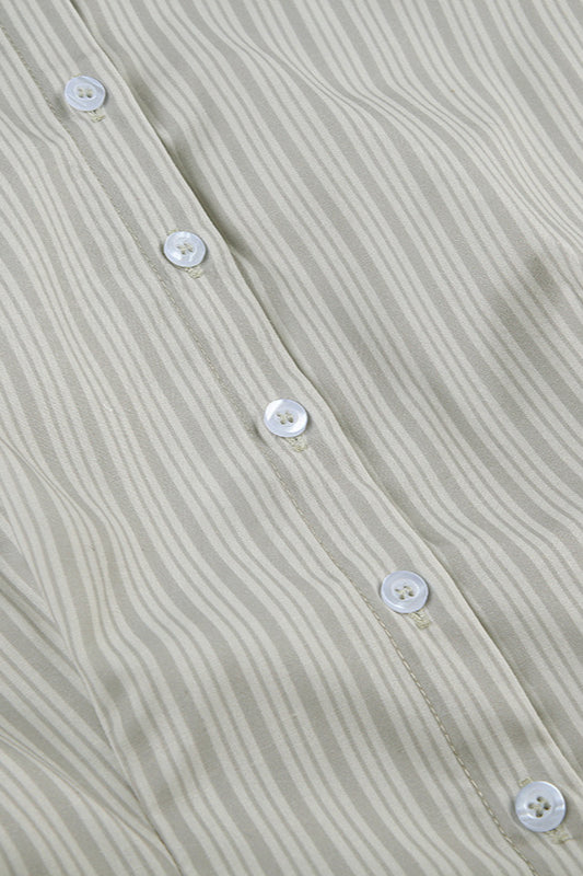 Elegant Striped Regular Shoulder Fitted Blouse