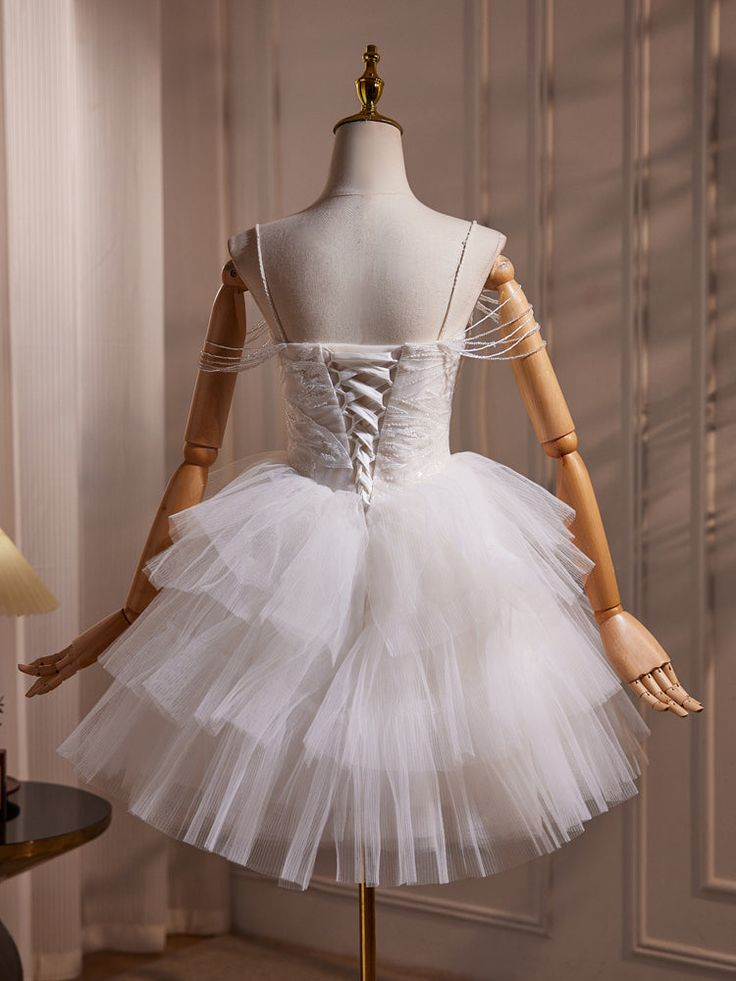 Charming White Spaghetti Straps Sweetheart Neck Homecoming Dress Short Birthday Party Dress S639