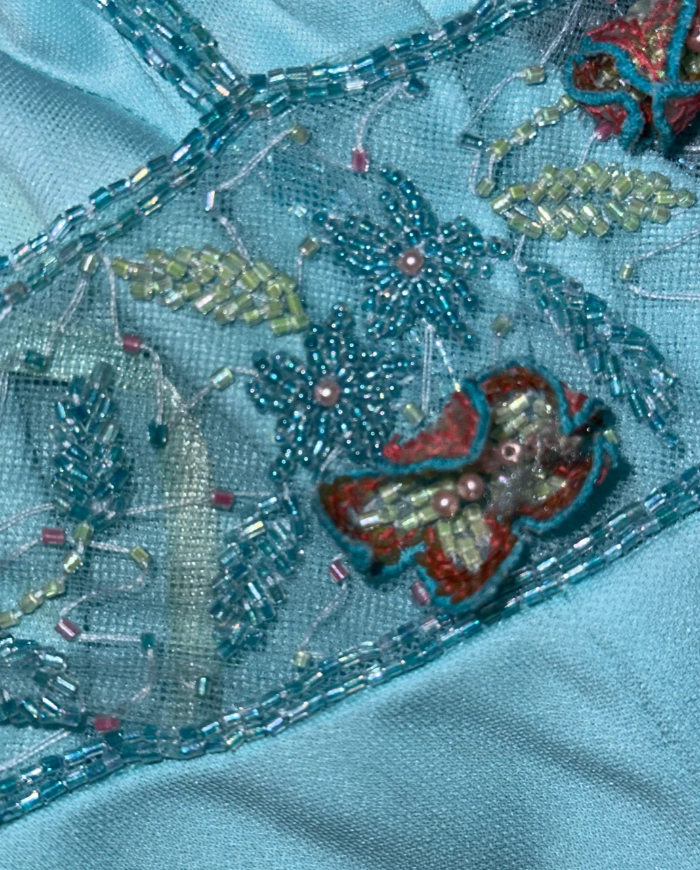 Classy Blue Satin Appliques Mermaid Party Dress Long Evening Dress D1426