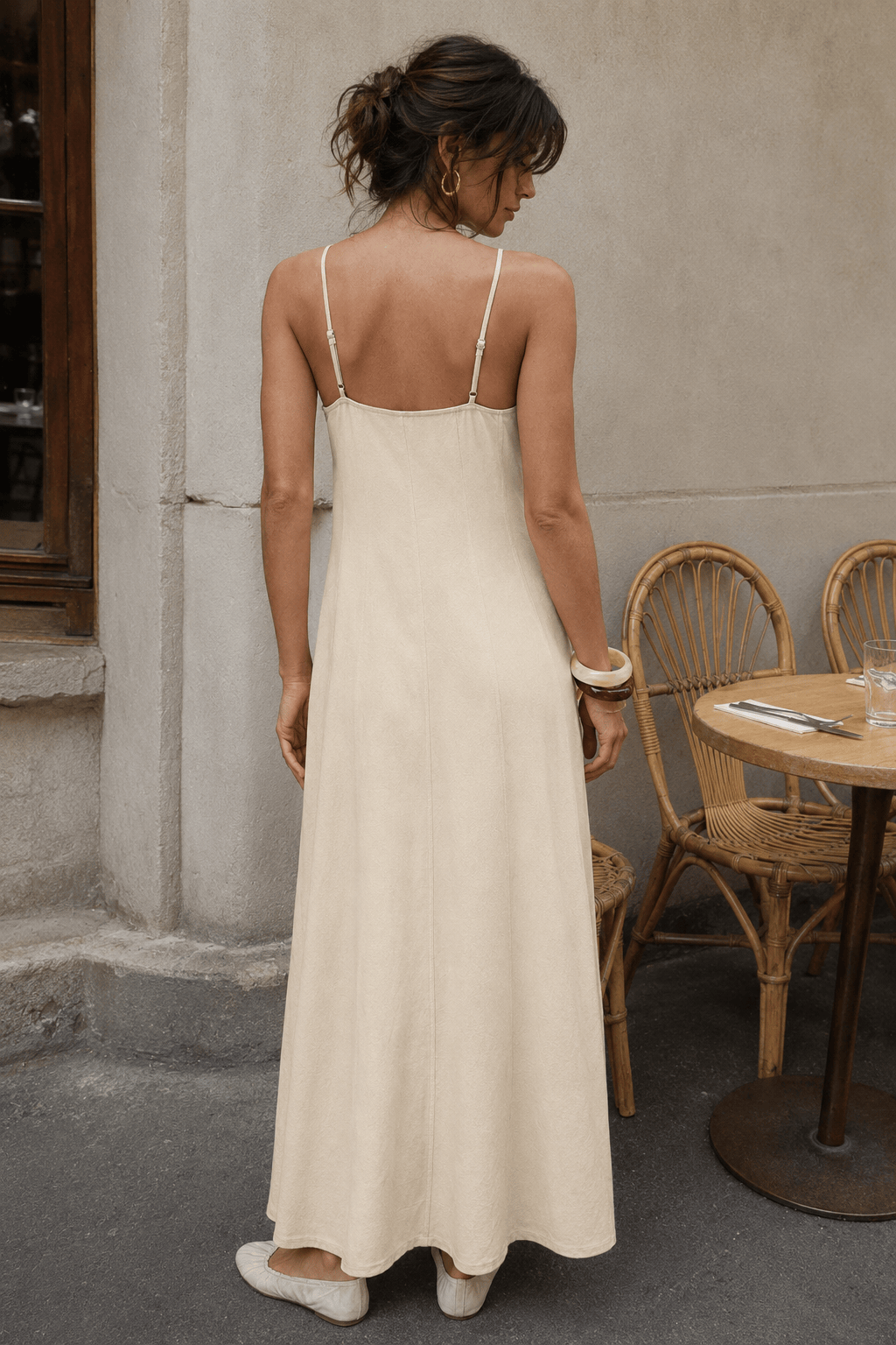 Linen Square Neck A-Line Maxi Dress 2