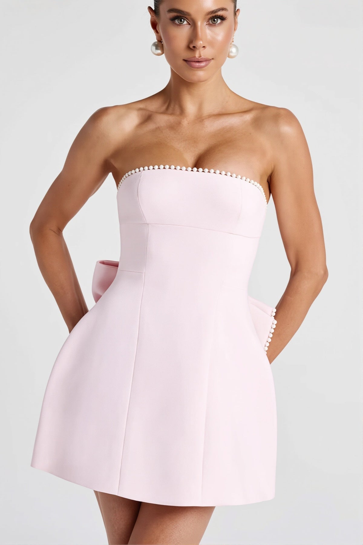 Strapless Crystal Trim Corset A-Line Mini Dress