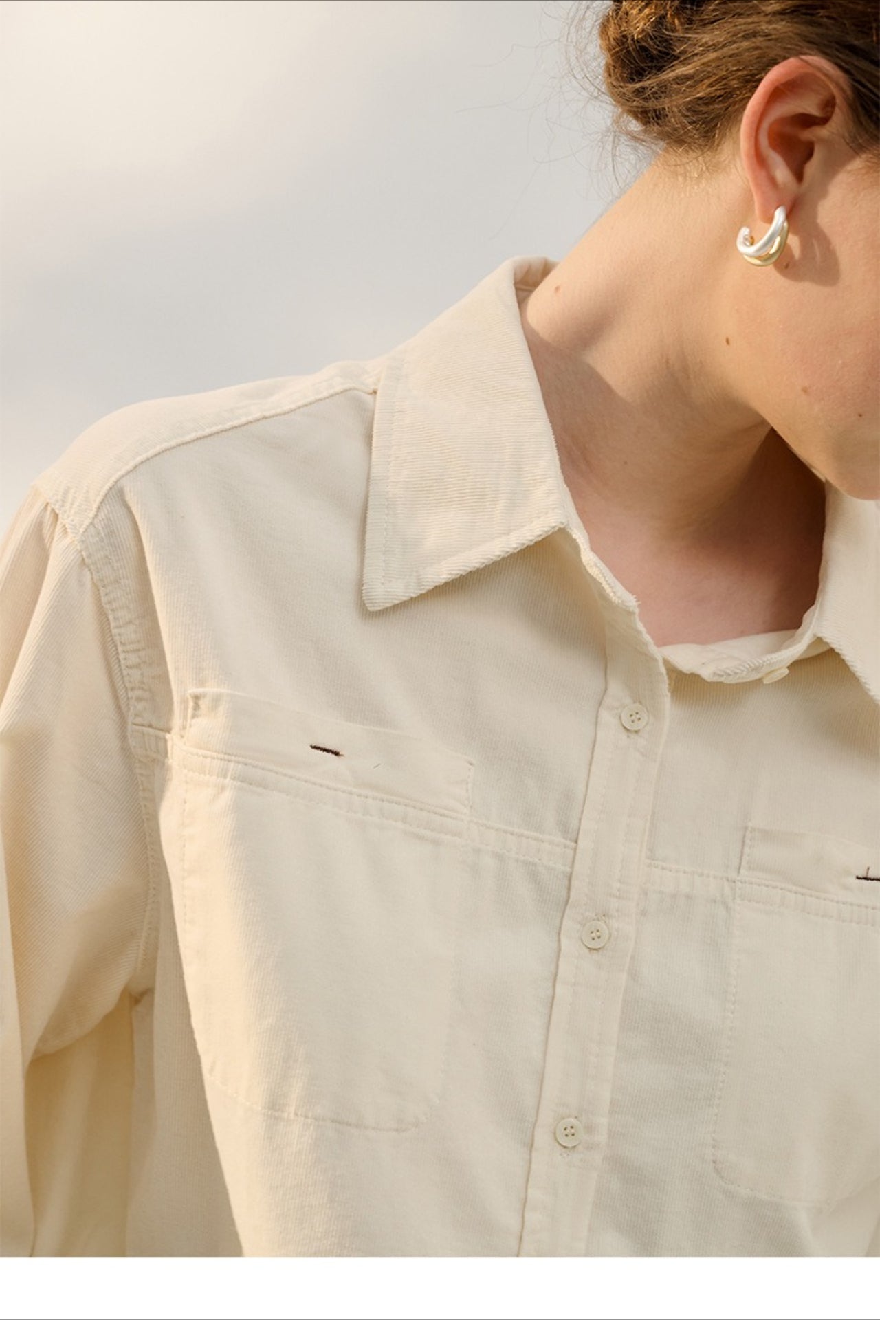 Retro Corduroy Collared Blouse