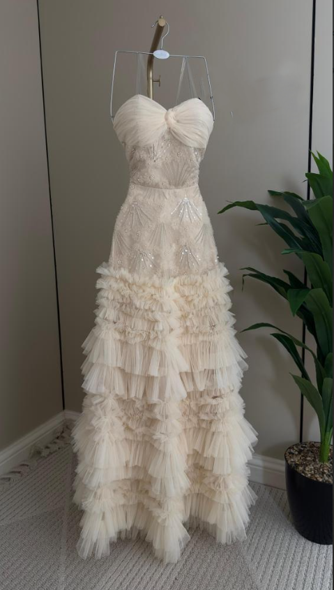 Elegant Sweetheart Neck Pink Sequin Tulle Lace Pleated Mermaid Long Party Dress Evening Gown D1602