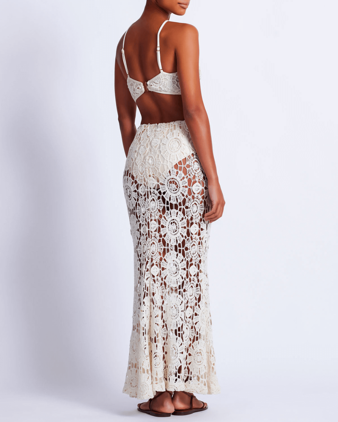 Embroidered Crochet Halterneck Dress - Fashionpara