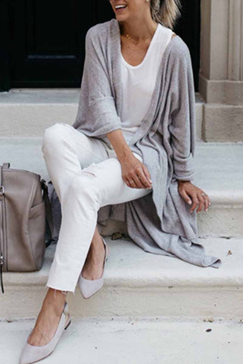 Florcoo Loose Knitting Casual Irregular Outfit Coat