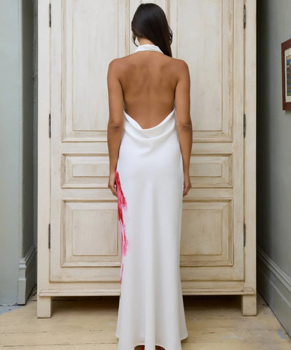 Art Pink Rose Maxi Dress - Fashionpara