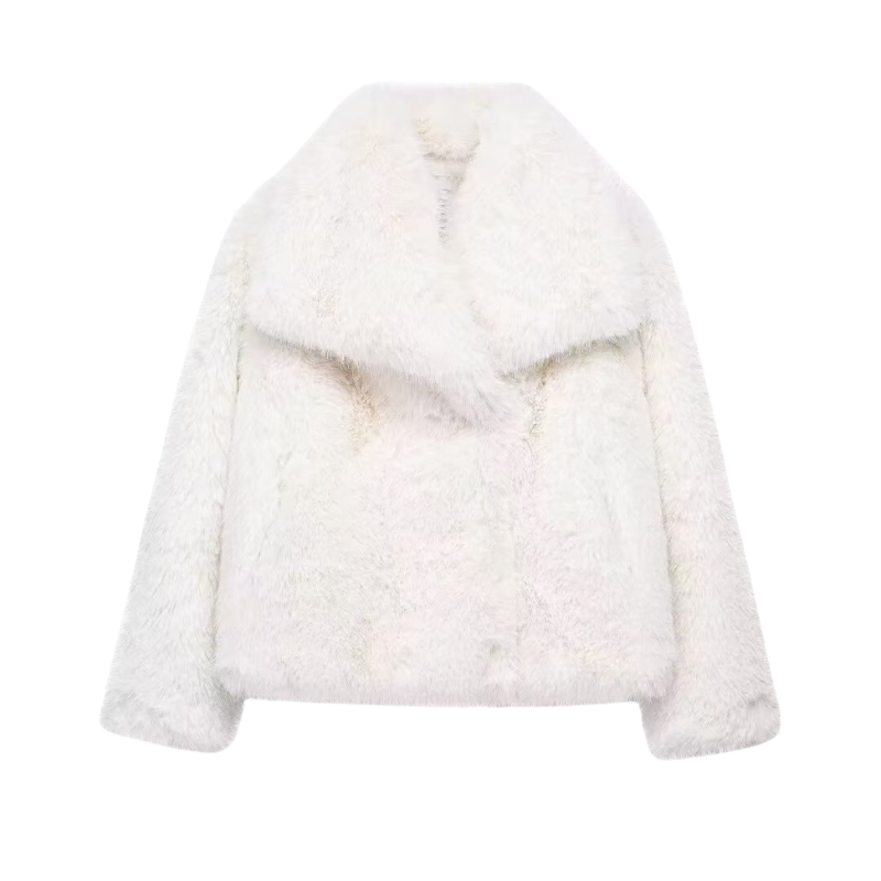 Faux Fur Shawl Collar Cropped Coat 3