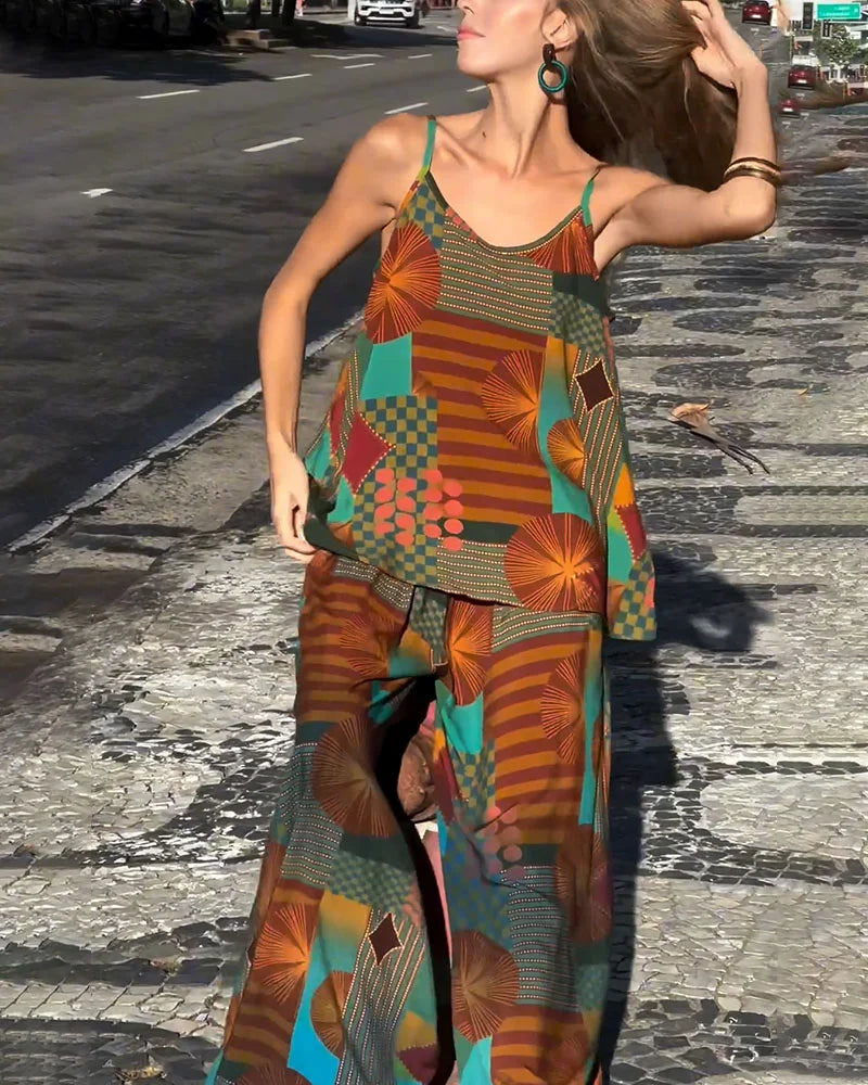 Resort style loose printed two piece set - Fashionpara