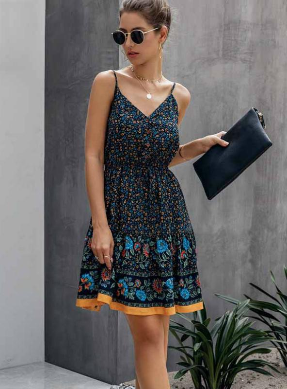 Floral Print Spaghetti Strap Tiered Ruffle Mini Dress 3
