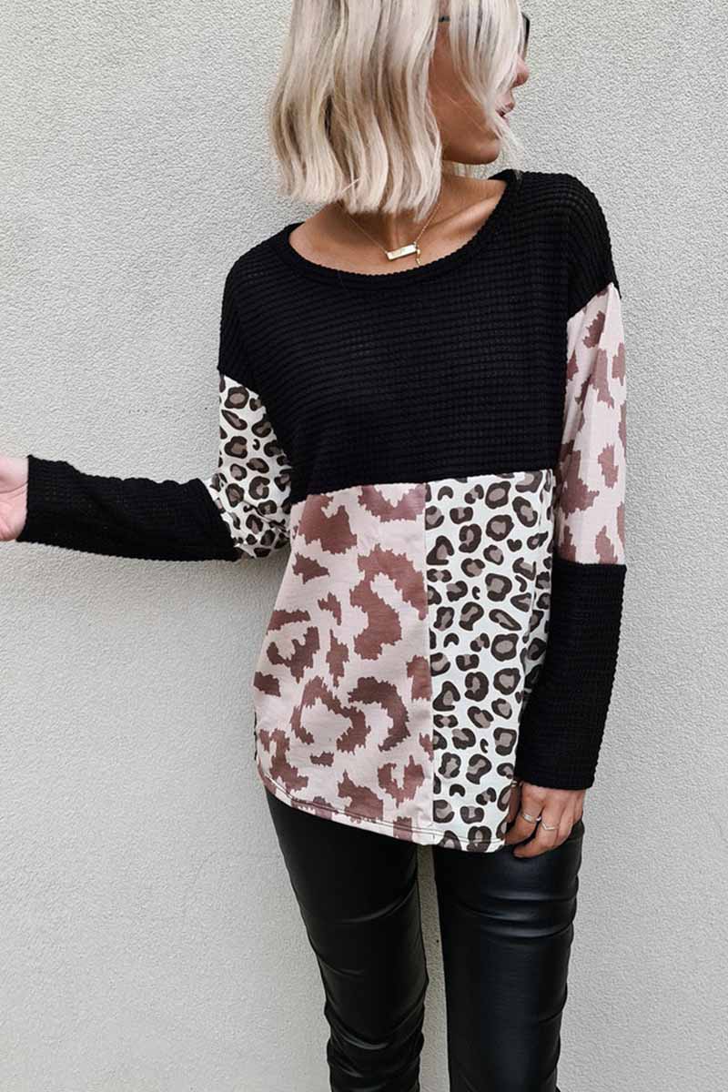 Florcoo Leopard Patchwork Sweater for Effortless Style