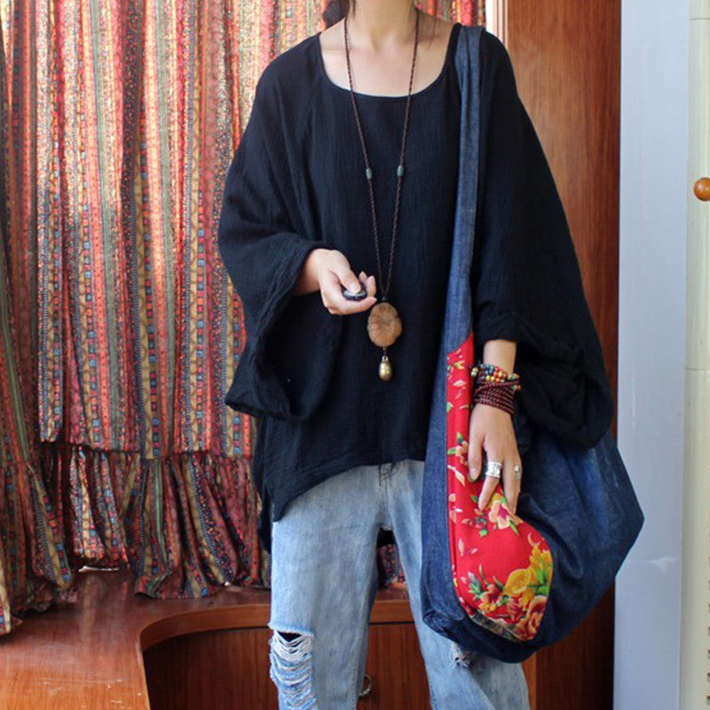 Casual Bat Sleeve Cotton Top - Fashionpara