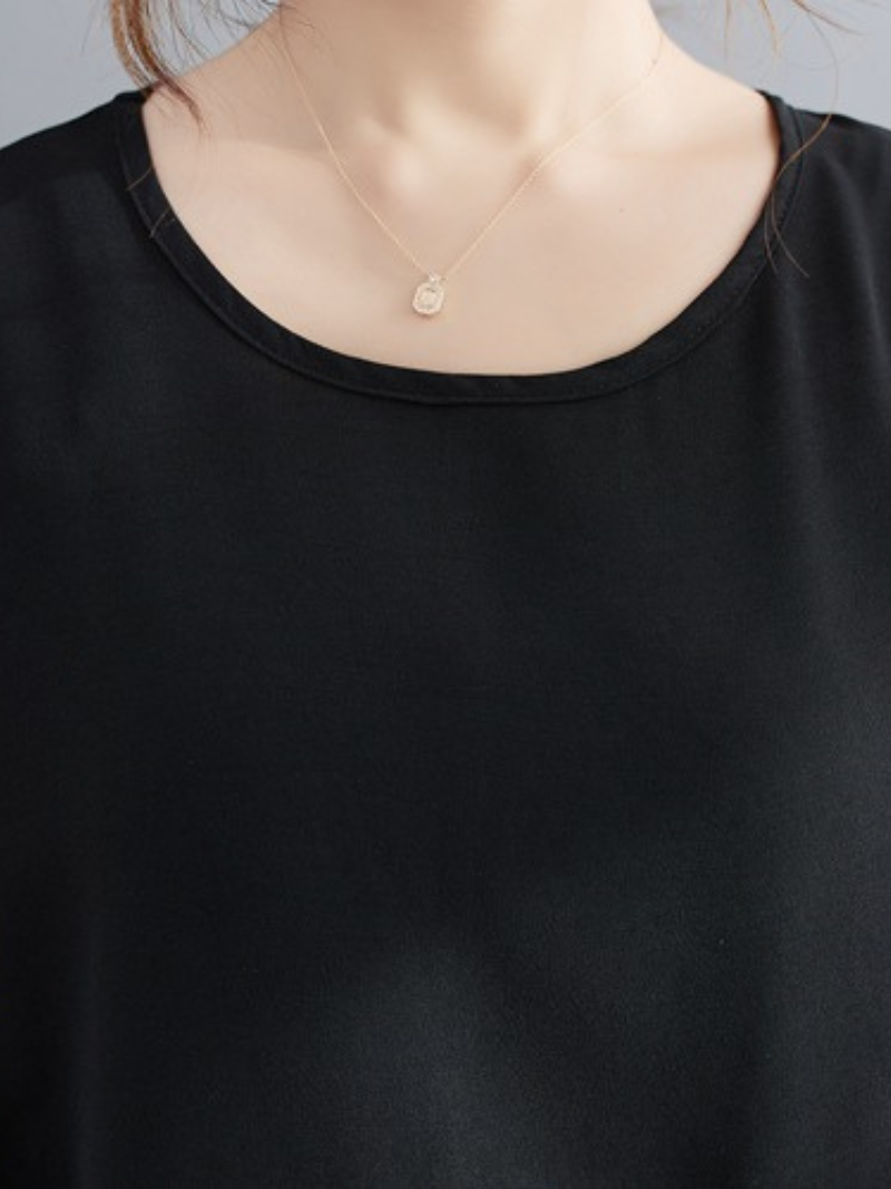 Look At The Sky Round Neck Loose Top - Fashionpara