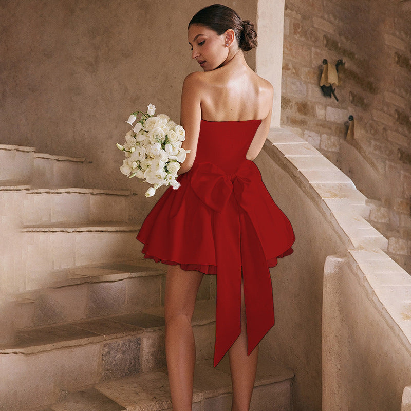 Strapless Corset Tulle-Hem Fit-and-Flare Mini Dress 3
