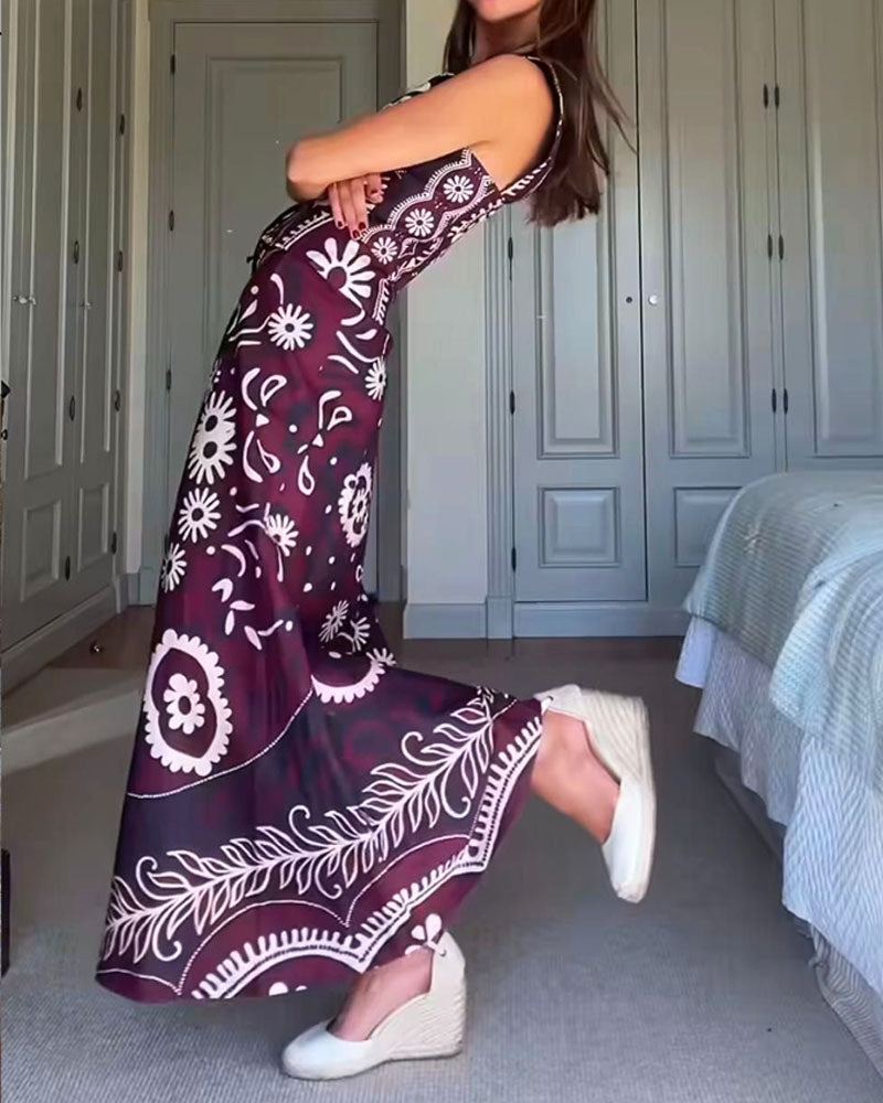 Stylish Print Lace-Up Top & Skirt Two-Piece Set - Fashionpara