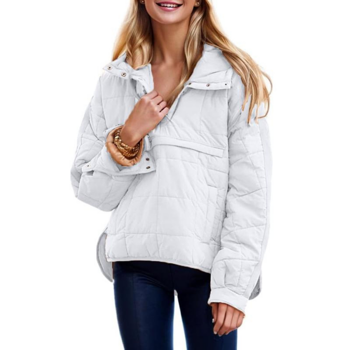 Quarter Button Quilted Pullover Jacket 2