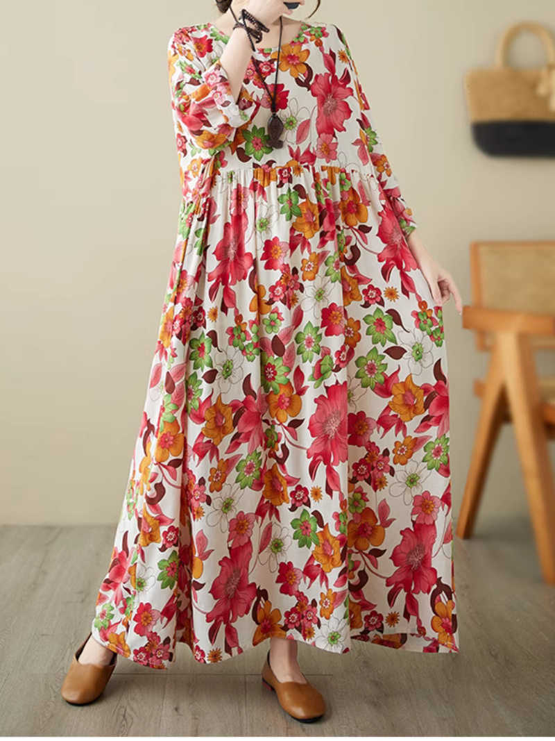 Relaxed Fit Floral Loose Smock Dress - Fashionpara