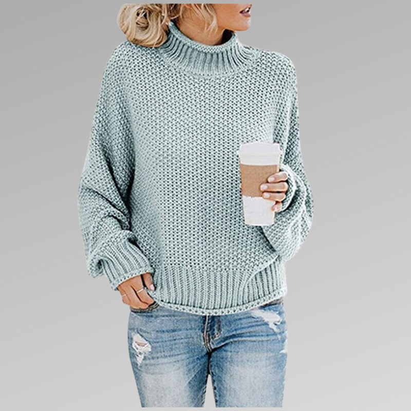 Turtleneck Drop Shoulder Chunky Knit Sweater 6