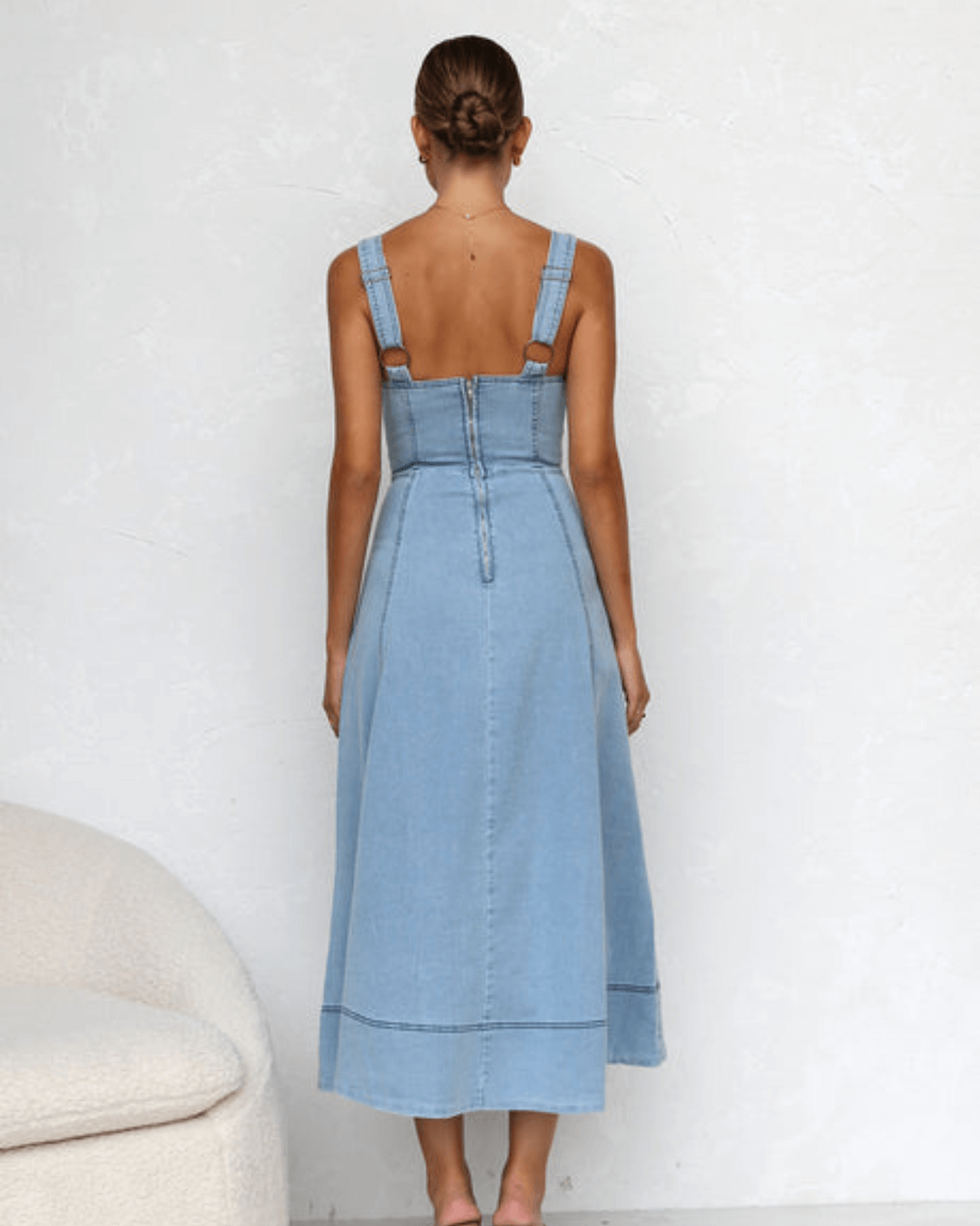 Blue Denim Maxi Dress - Fashionpara