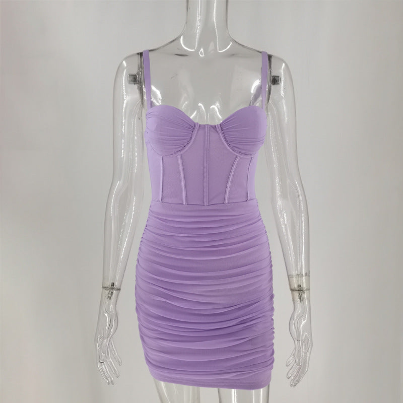 Ruched Mesh Corset Sweetheart Bodycon Mini Dress 3