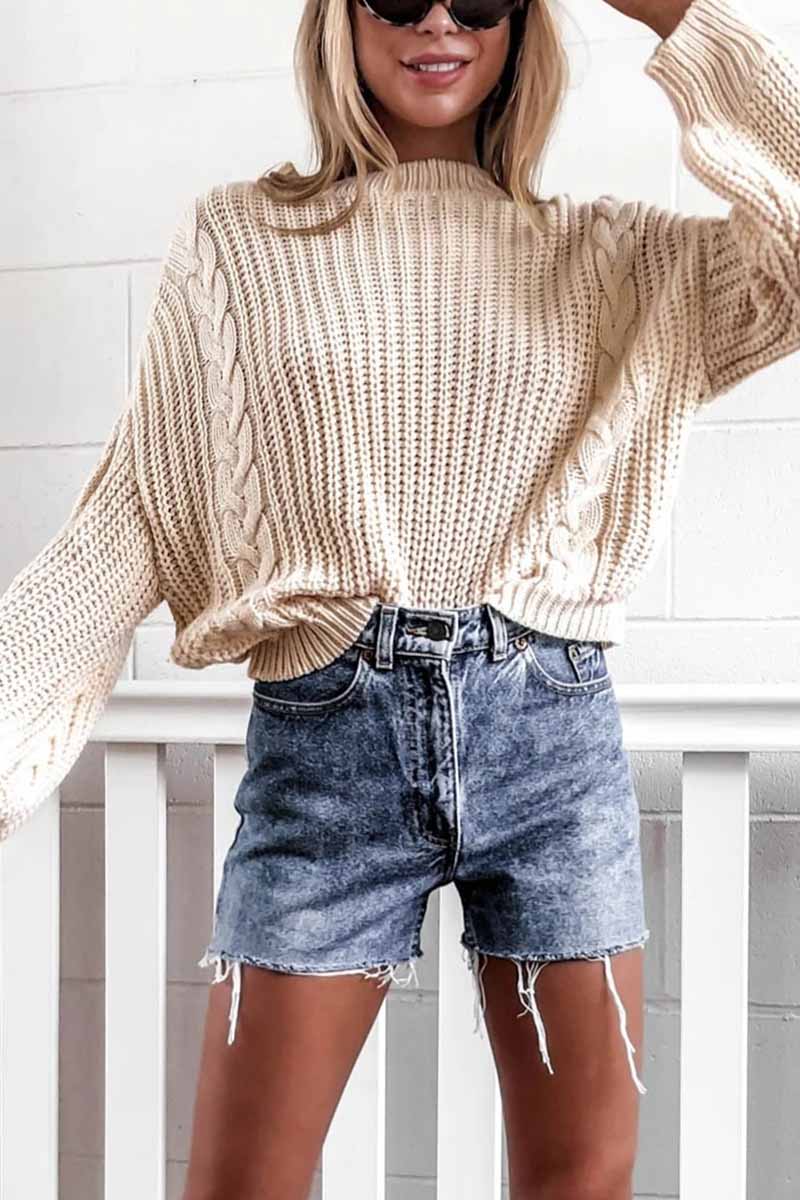 Florcoo Elegant Loose O-neck Knitted Sweater for Comfort