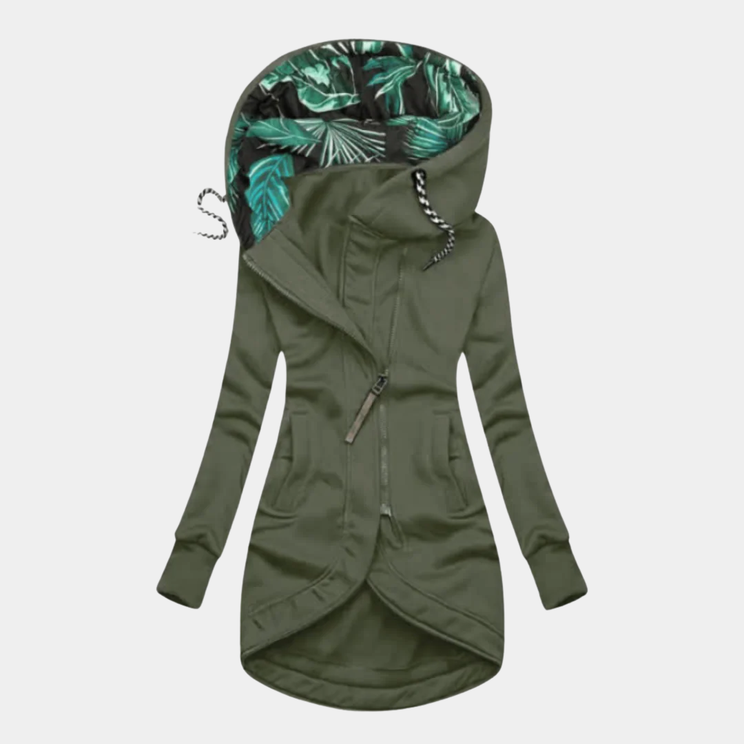 Hooded Zip Front Drawstring Longline Jacket 3