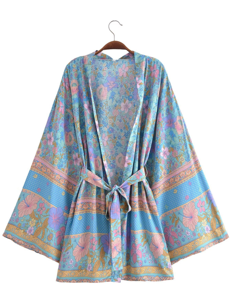 Down To Earth Cotton Floral Short Kimono Jcaket - Fashionpara