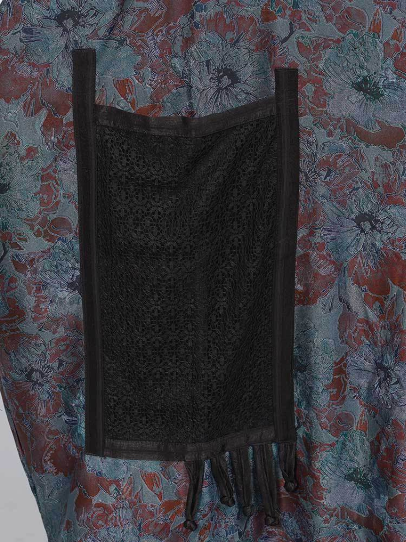 Floral Print Round Neck Batwing Cocoon Maxi Dress 4