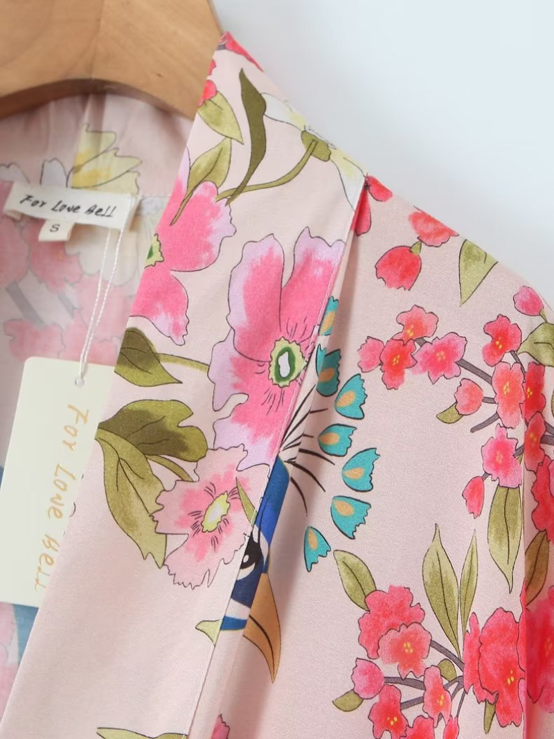 Party wear Long Printed Short Sleeves kimono jacket 2