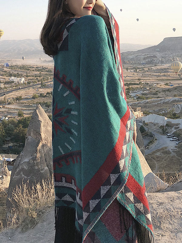 Ethnic Style Front Open Shawl Cardigan 2
