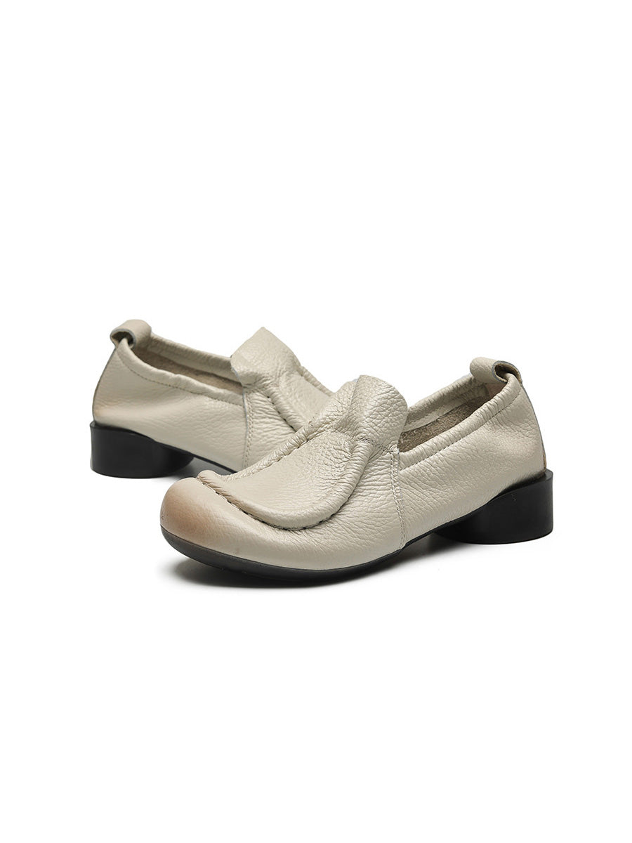 Retro Soft Genuine Leather Low Heel Shoes