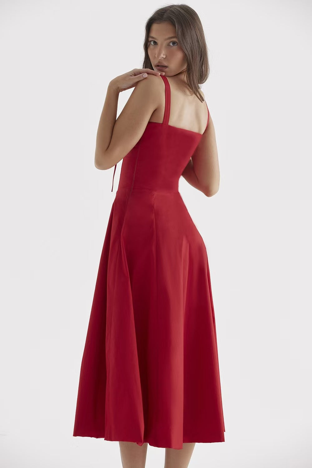 Ruched Sweetheart Corset Fit-and-Flare Midi Dress 3