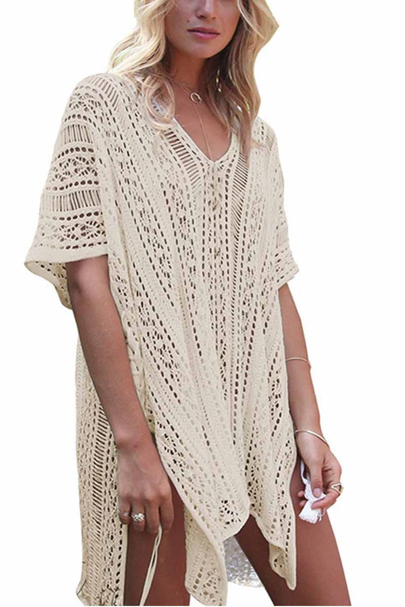 Florcoo Hollow Knitted Sunscreen Swimwear Cover-up(4 colors) - Fashionpara