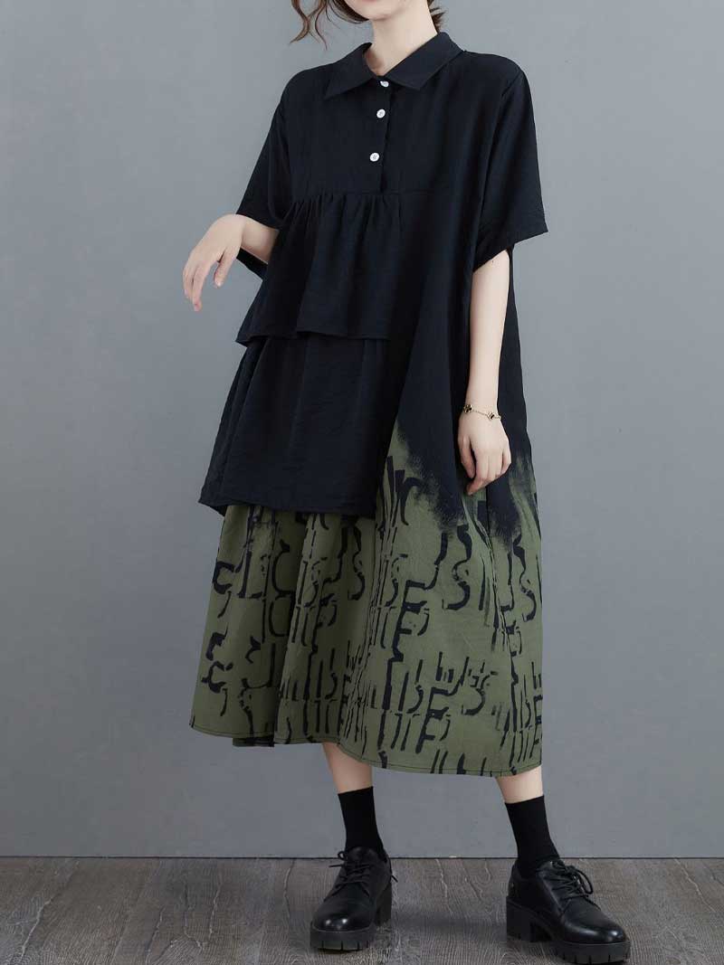 Pendulum Style Contrasting A-Line Shirt Dress 3