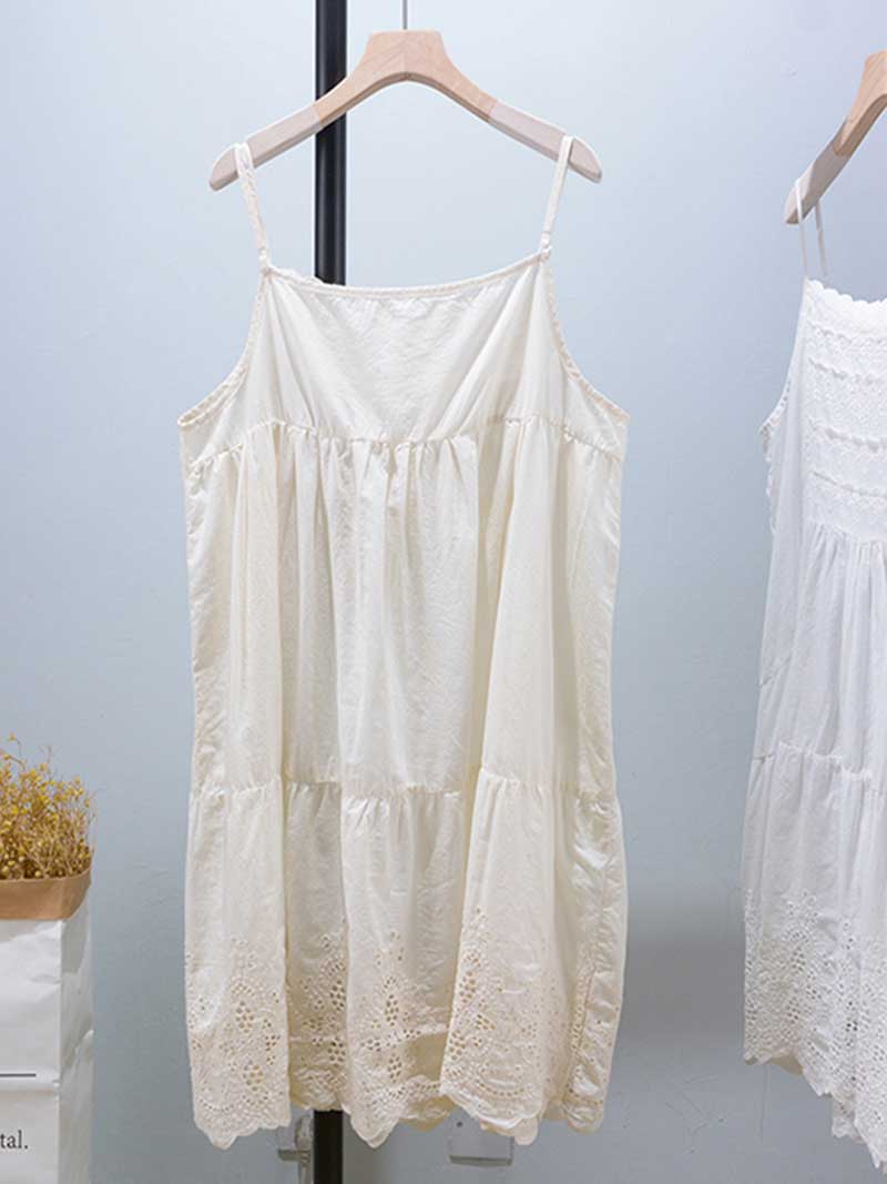 Steal the look Cotton Embroidery Slip Vest - Fashionpara
