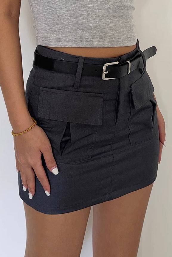 Pocket Side Cargo Satin Skirts
