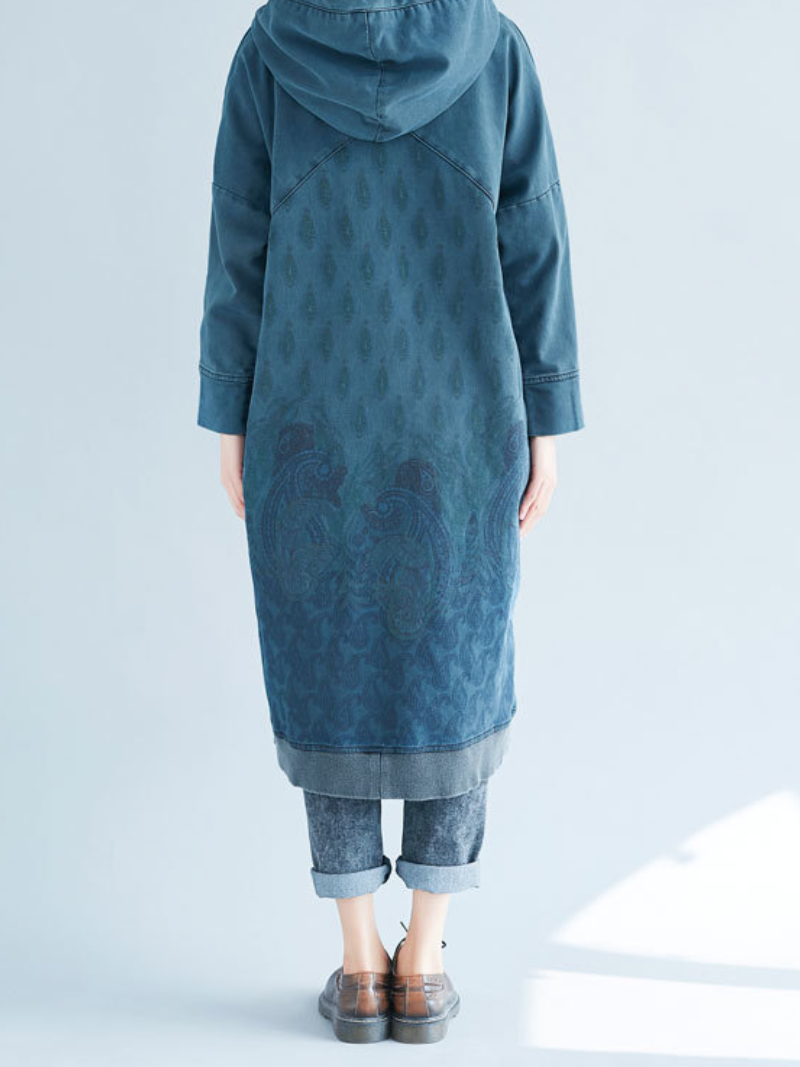 mid-length Hoodies, Oversize Sweatshirt With Styish Design, printed Hooded Sweater,peacock print hooded - Fashionpara
