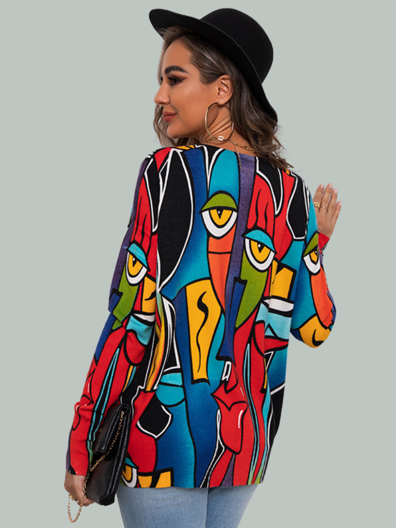 Cross-Border Pullover Long-Sleeved Round Neck Printed Top 3
