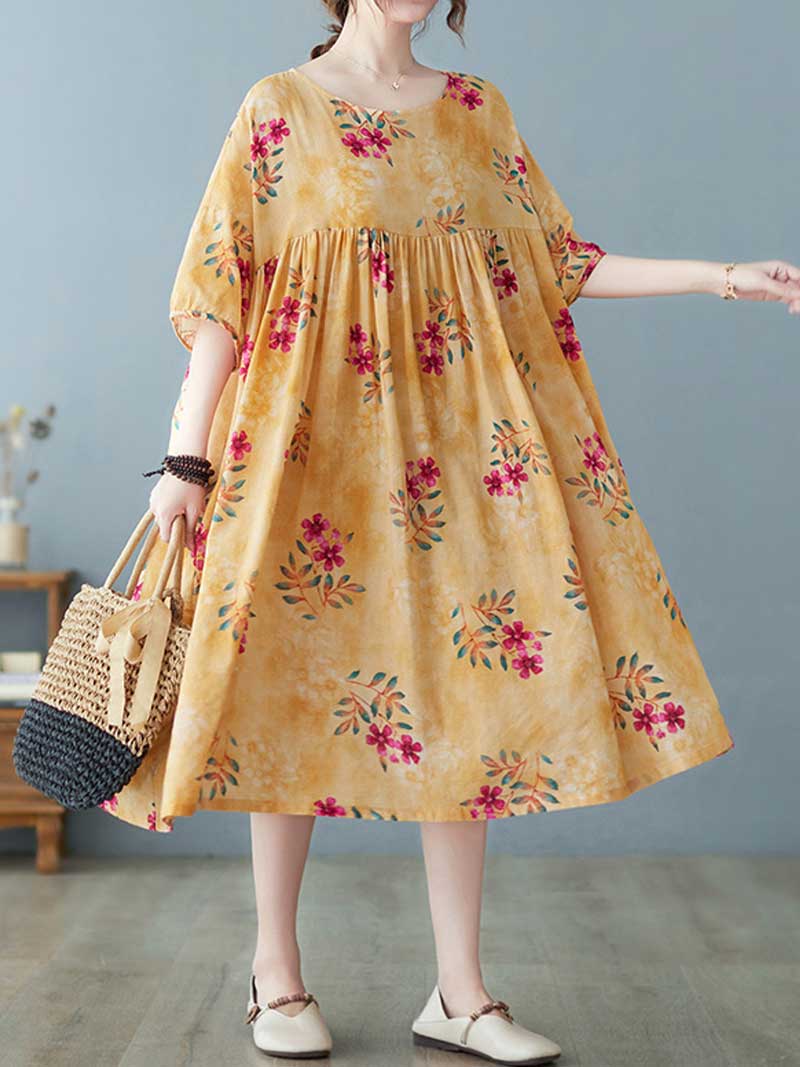 World Around Me Printed Floral Smock Dress - Fashionpara