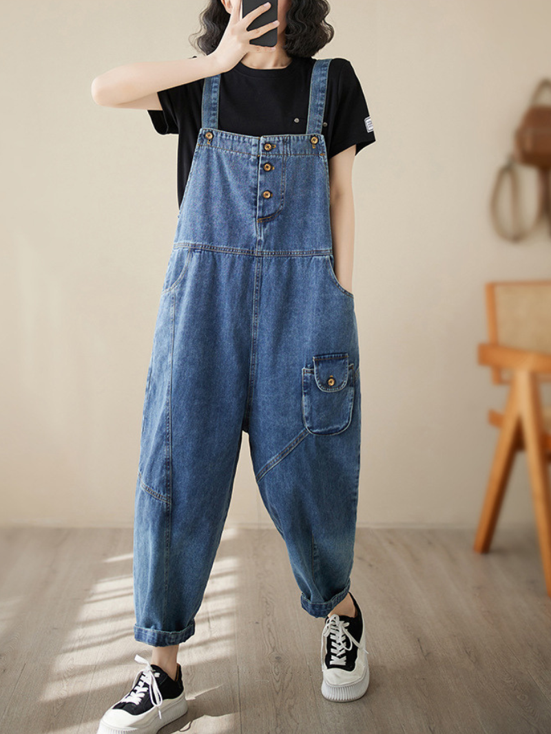 Follow Your Heart Denim High Waist Overall Dungarees - Fashionpara